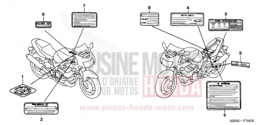 ETICHETTA DI AVVERTIMENTO VTR1000F6 di 2006